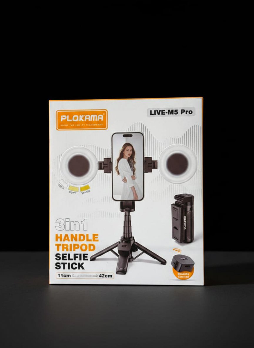 PLOKAMA LIVE-M5 Pro 3-in-1 Handle Tripod Selfie Stick